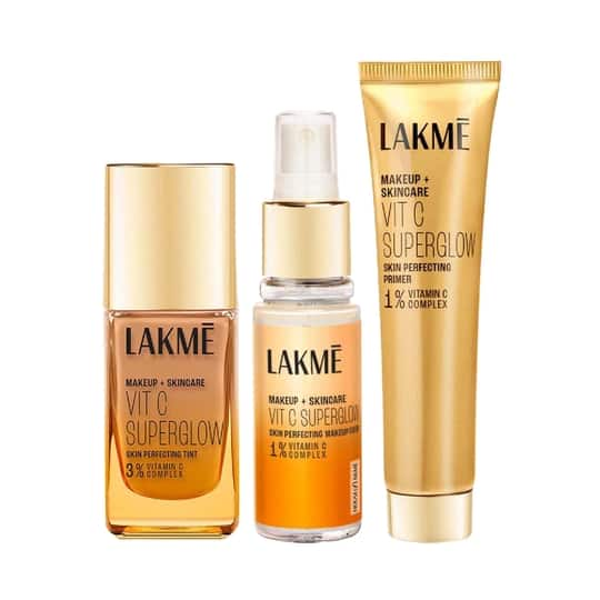 Lakme Vitamin C Combo - Warm Beige Skin Tint (25 ml) + Primer (30 ml) + Makeup Fixer (60 ml)