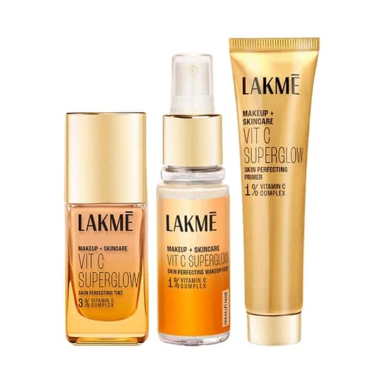 Lakme Vitamin C Combo - Warm Crème Skin Tint (25 ml) + Primer (30 ml) + Makeup Fixer (60 ml)