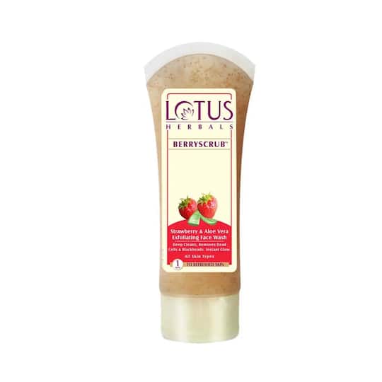 Lotus Herbals Berryscrub Strawberry & Aloe Vera Exfoliating Face Wash - (120g)