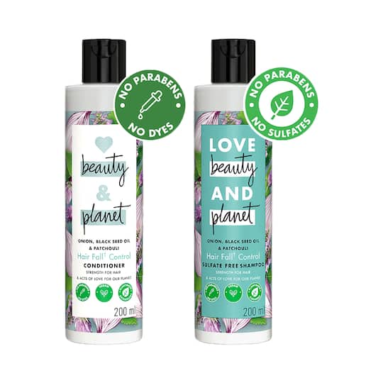 LOVE beauty AND planet Onion Black Seed & Patchouli Hairfall Control Shampoo & Conditioner Combo