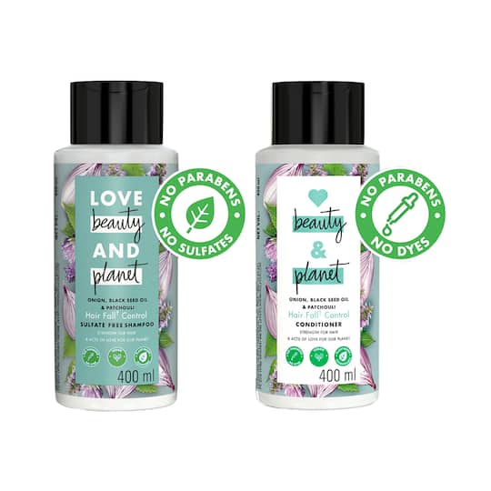 LOVE beauty AND planet Onion Blackseed Patchouli Hair Fall Control Free Shampoo & Conditioner Combo
