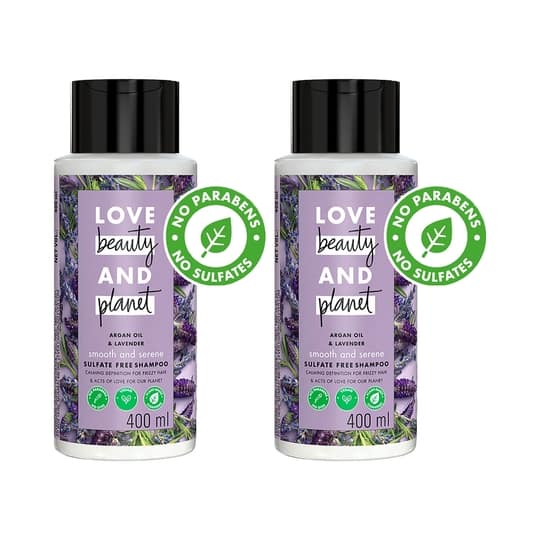 Love Beauty & Planet Argan Oil and Lavender Shampoo Pack of 2 Combo (2 x 400 ml)