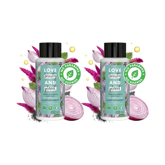 LOVE beauty AND planet Onion Blackseed & Patchouli Hairfall Control Shampoo (400 ml) Pack of 2 Combo