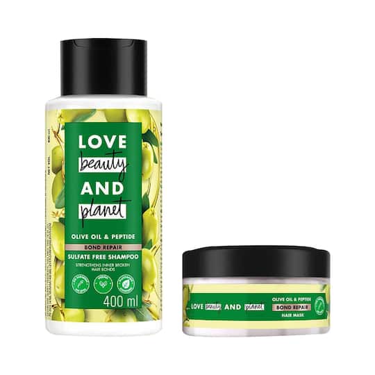 LOVE beauty AND planet Olive Oil & Peptide Hair Mask & Shampoo Combo