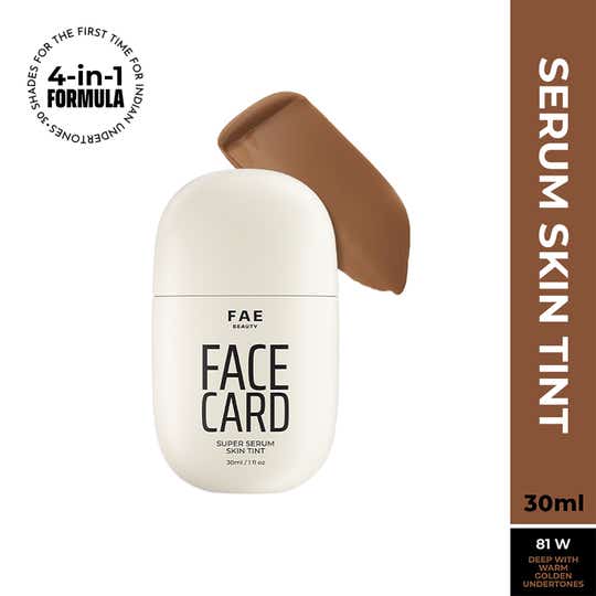 FAE BEAUTY Face Card 4-in-1 Super Serum Skin Tint With Dewy Finish, Shade - 81W - Warm (30 ml)