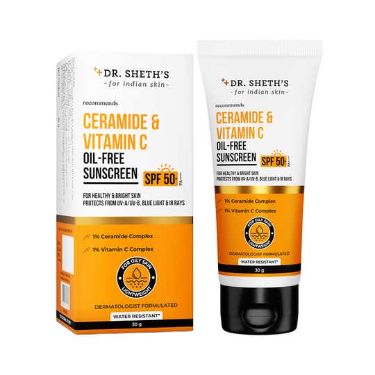 Dr. Sheth's Ceramide & Vitamin C Oil-Free Sunscreen SPF 50+ PA++++ In-Vivo Tested (30g)