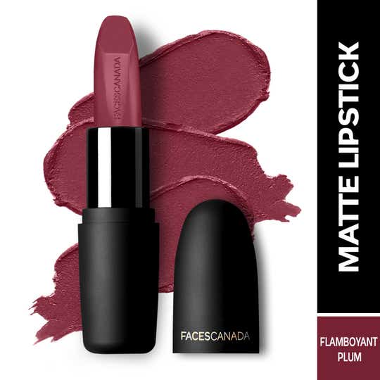 Faces Canada Weightless Matte Lipstick, Pigmented and Hydrated Lips - Flamboyant Plum 12 (4.5 g)