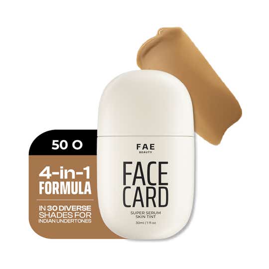 FAE BEAUTY Face Card 4-in-1 Super Serum Skin Tint With Dewy Finish, Shade -  50O -Warm Olive (30 ml)
