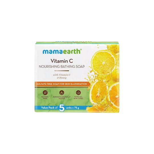 Mamaearth Vitamin C Nourishing Bathing Soap, Pack of 5 (75g Each)