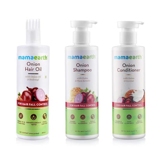 Mamaearth Onion Oil (250 ml) + Onion Shampoo (250 ml) + Onion Conditioner (250 ml) Combo