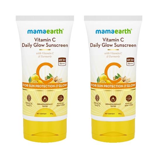 Mamaearth Vitamin C Daily Glow Sunscreen (50g) - Pack of 2