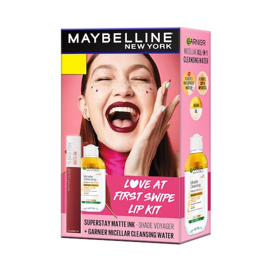 Maybelline Love at First Swipe Lip Kit - Superstay Matte Ink Voyager+ Garnier Biphase Micellar
