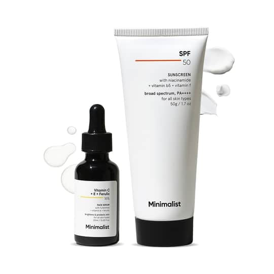 Minimalist Ultimate Duo for Collagen Boost and Skin Protection - Sunscreen +  Face Serum Combo