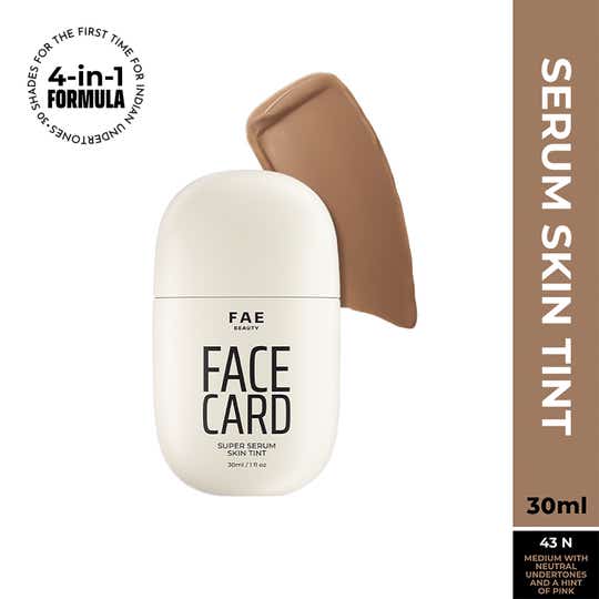 FAE BEAUTY Face Card 4-in-1 Super Serum Skin Tint With Dewy Finish, Shade - 43N - Neutral (30 ml)