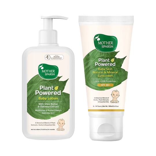 Mother Sparsh Plant Natural Baby Lotion (400 ml) & Natural Baby Sunscreen Lotion (100 ml) Combo
