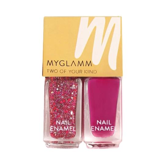 MyGlamm Two Of Your Kind Nail Enamel Duo Glitter Collection - Bring The Bling (10ml)