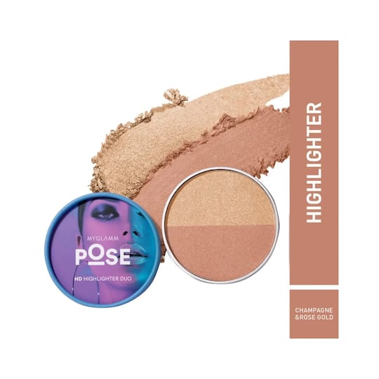 MyGlamm Pose HD Highlighter Duo - Champagne & Rose Gold (9g)