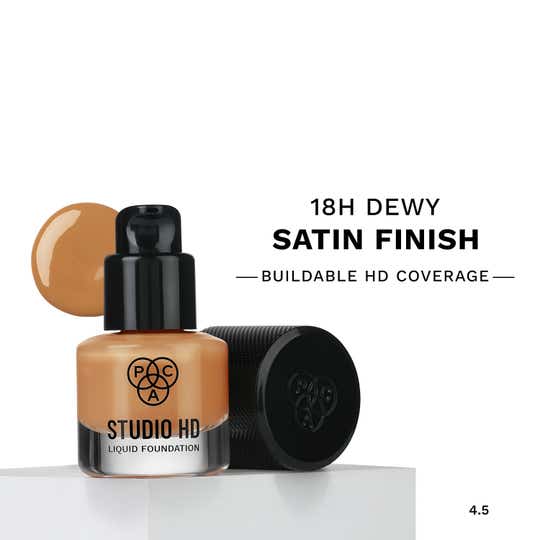 PAC Studio HD Liquid Foundation Mini Dewy Satin Finish Medium Buildable Coverage - 4.5 (9 ml)