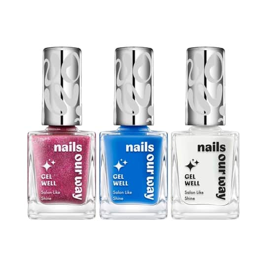 Nails Our Way Gel Well Nail Enamel Blue Blush Combo - Pk3