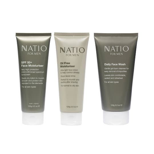 Natio Oil Free Moisturiser (100 g), SPF 50+ Face Moisturiser (100 g) & Daily Face Wash (150 g) Combo