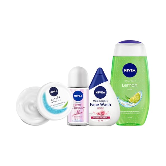 Nivea Womens Travel Combo - Deodorant, Shower Gel, Moisturiser & Facewash