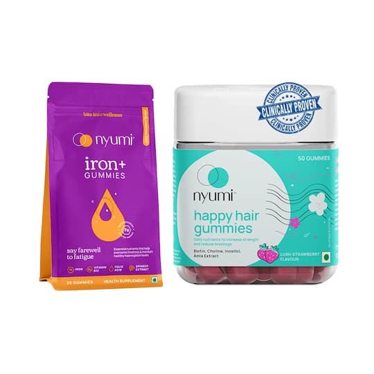 Nyumi Hairfall Defense Kit reduces Hair Fall and fatigue - 80 Gummies
