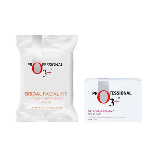 O3+ Bridal Facial Kit - Vitamin C Glowing Skin & Meladerm Vitamin C Gel Bleach (96 g) Combo