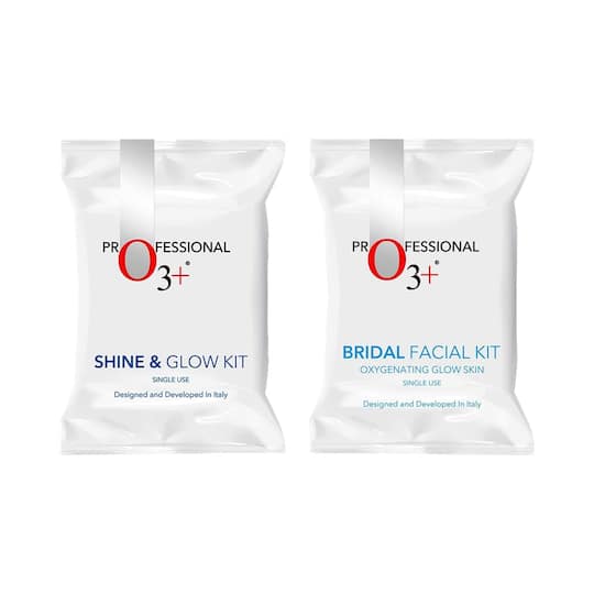 O3+ Bridal Oxygenating Glow Skin Facial Kit - (81g) & Single Use Shine & Glow Kit - (38g) Combo