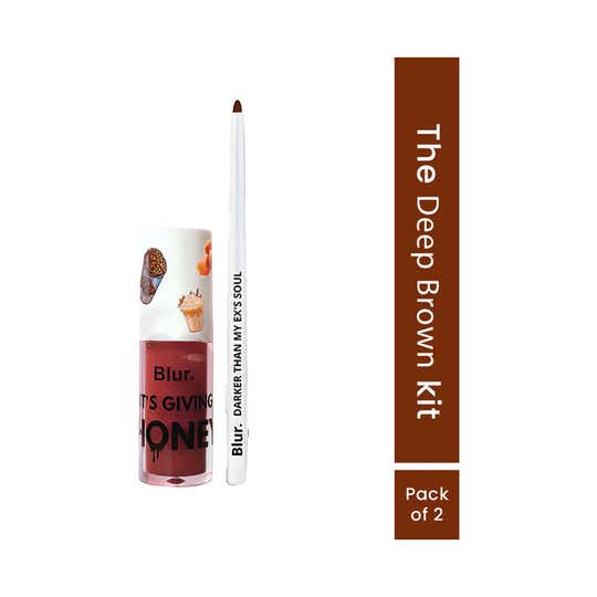 Blur India Lip Oil & Lipliner Combo - Hazelnut & Deep Brown (2 pcs)
