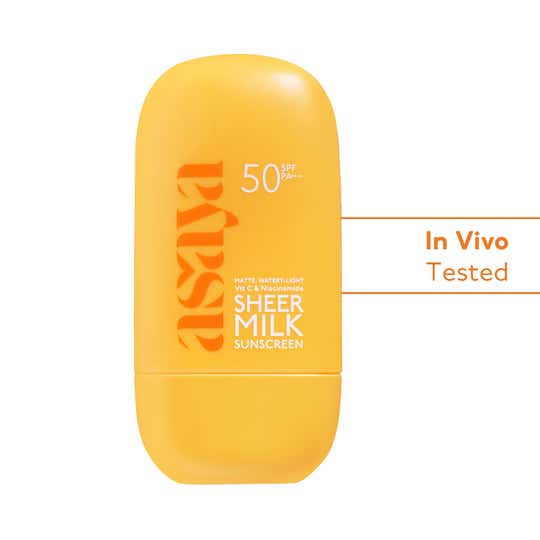 Asaya Sunscreen In-VIVO Tested, SPF 50 PA++++, Sheer Milk Fluid Sunscreen, Matte Finish (50 ml)