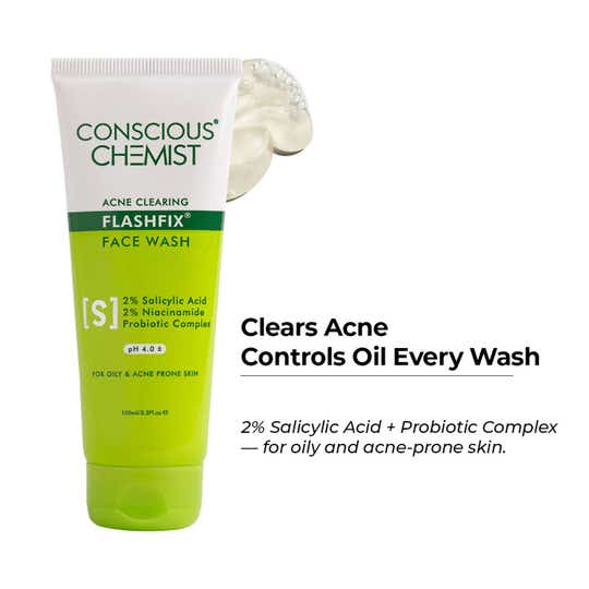 Conscious Chemist Daily Face Wash For Oily Acne Prone Skin With Aha, Bha & Cica Extract (100ml)
