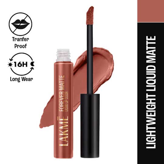 Lakme Forever Matte Liquid Lip 16hr Lipstick Lightweight & Transferproof - Nude Myth (5.6 ml)