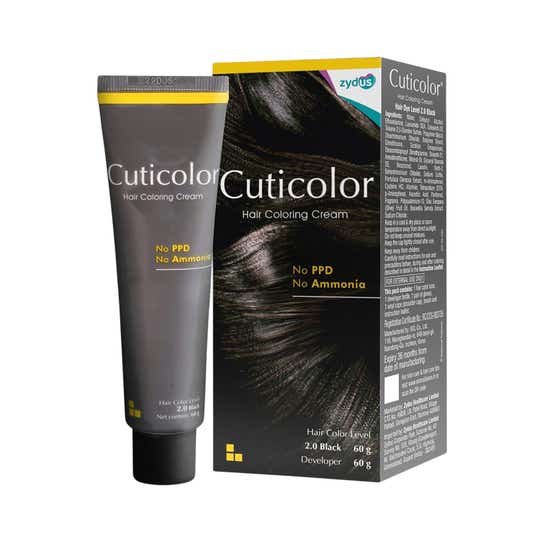 Cuticolor Permanent Hair Color Cream - 2.0 Black (60 g)