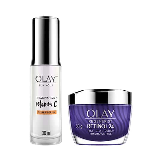 Olay Luminous Vitamin C Super Serum (30 ml) And Olay Retinol Night Cream (50g) Combo