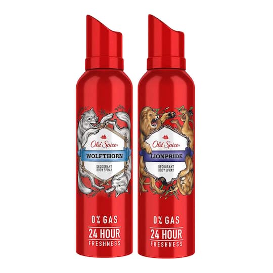 Old Spice Wolfthorn & Lionpride No Gas Deodorant Body Spray Perfume For Men Combo