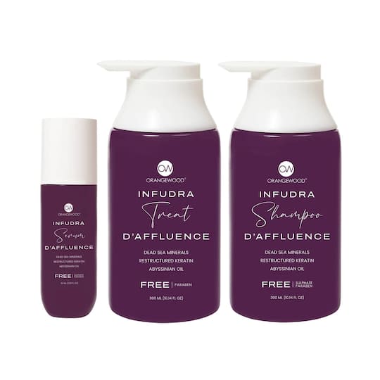 Orangewood Infudra Shampoo + Conditioner + Serum Daffluence Combo For Dry, Strong and Shiny Hair