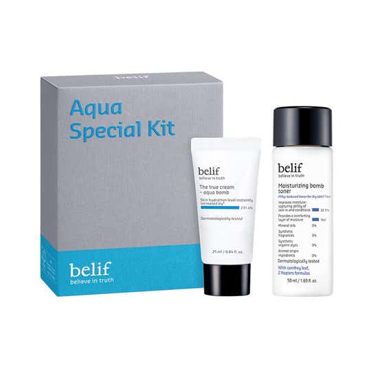 Belif The Aqua Special Kit Aqua Bomb Gel Moisturizer and The Moisturizing Bomb Milky Toner (2 pcs)