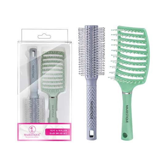 Majestique Vent & Roller Hair Brush Set for Blow Drying & Styling (2 pcs)