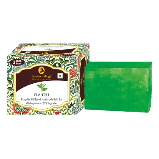 Passion Indulge Tea Tree Handmade Bath Bar Soap - Pack Of 3 (100Gm Each)