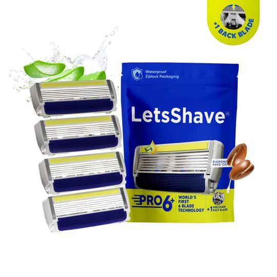 LetsShave Pro 6 Plus Lite Manual Shaving Razor Blades Refills Cartridge for Men (4 pcs)