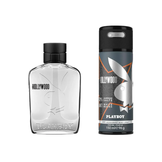Playboy Hollywood For Men Gift Set - (Eau De Toilette 100ml + Body Spray 150ml) (2Pcs)