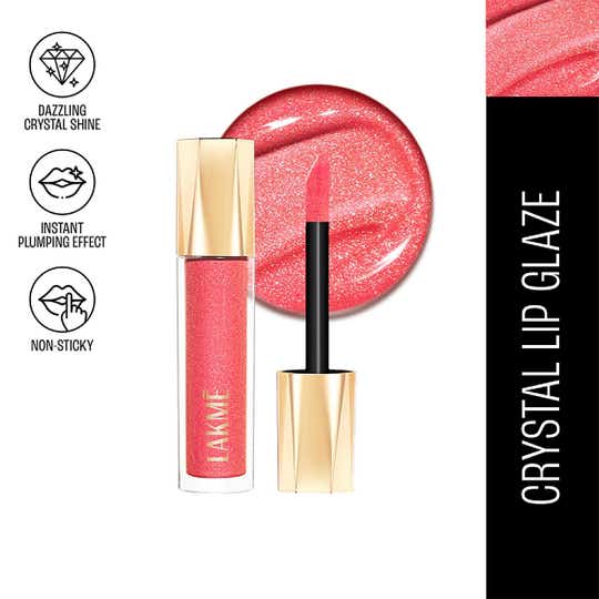 Lakme Glitterati Lip Glaze with Vegan Collagen for Glossy Lips - 204 Frosted Rose (5 ml)