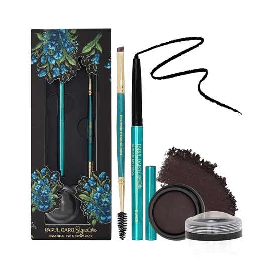 PARUL GARG Beauty 3-in-1 Kajal & Brow Pack Kajal Eyebrow Definer & Brush - Classic Black (3 pcs)
