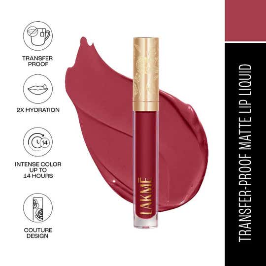 Lakme Rouge Bloom Matte Liquid Lipstick - Forget me not 308 (3.5 ml)