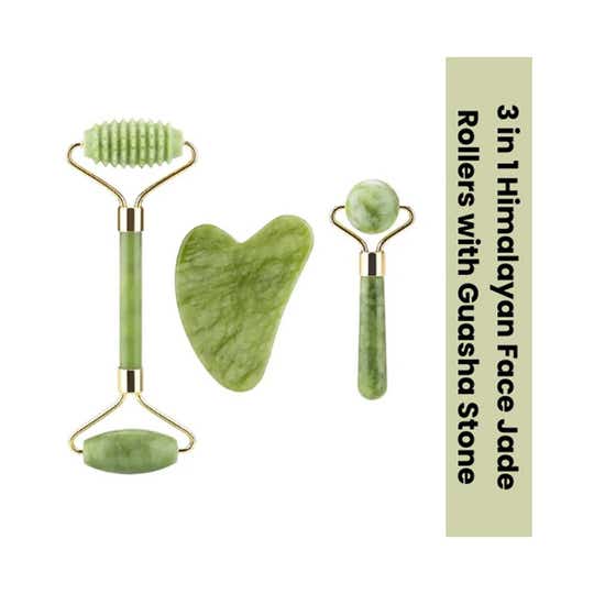 SEMINO 3 in 1 Jade Roller and Gua Sha Set - Green (3 pcs)