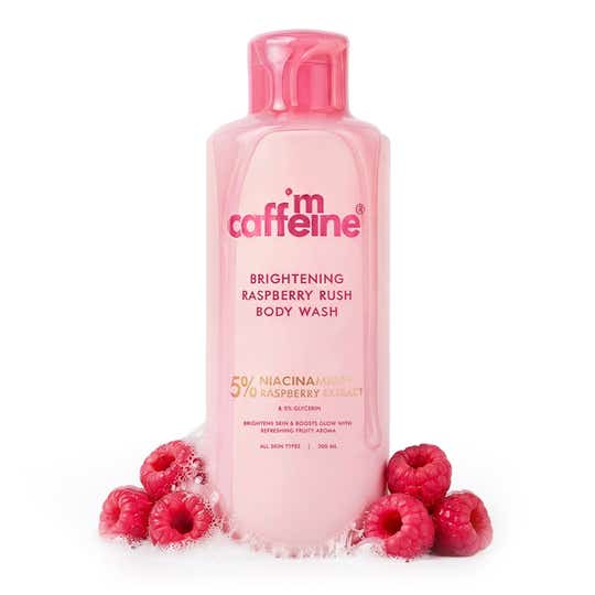 mCaffeine Brightening Body Wash 5% Niacinamide & Raspberry Boosts Glow, 5% Glycerine (300 ml)