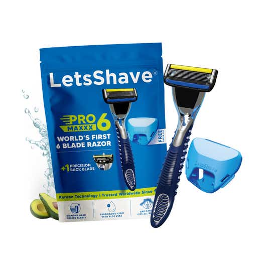 LetsShave Pro 6 Maxxx world’s 1st 6 blade razor for men Precision Back Blade Razor Handle for Men