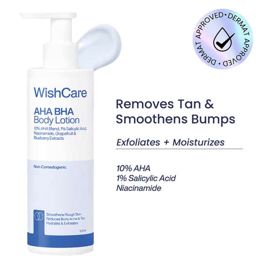 WishCare AHA + BHA Exfoliating Body Lotion Provides Deep Hydration and Detan Skin (200 ml)