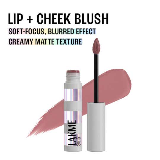 Lakme 9to5 Hya Glam Lip+Cheek Blush, Long Lasting Creamy Matte-Blurring Effect - Blush Satin (9 g)