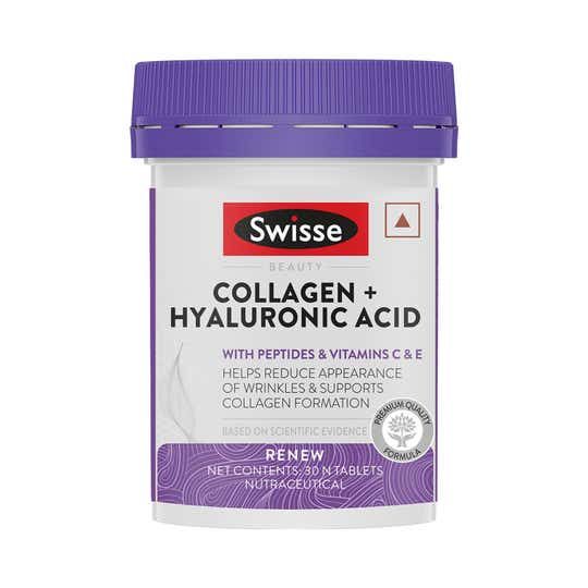 Swisse Collagen+ Hyaluronic Acid with Peptides Vitamin C and E (30 Tablets)